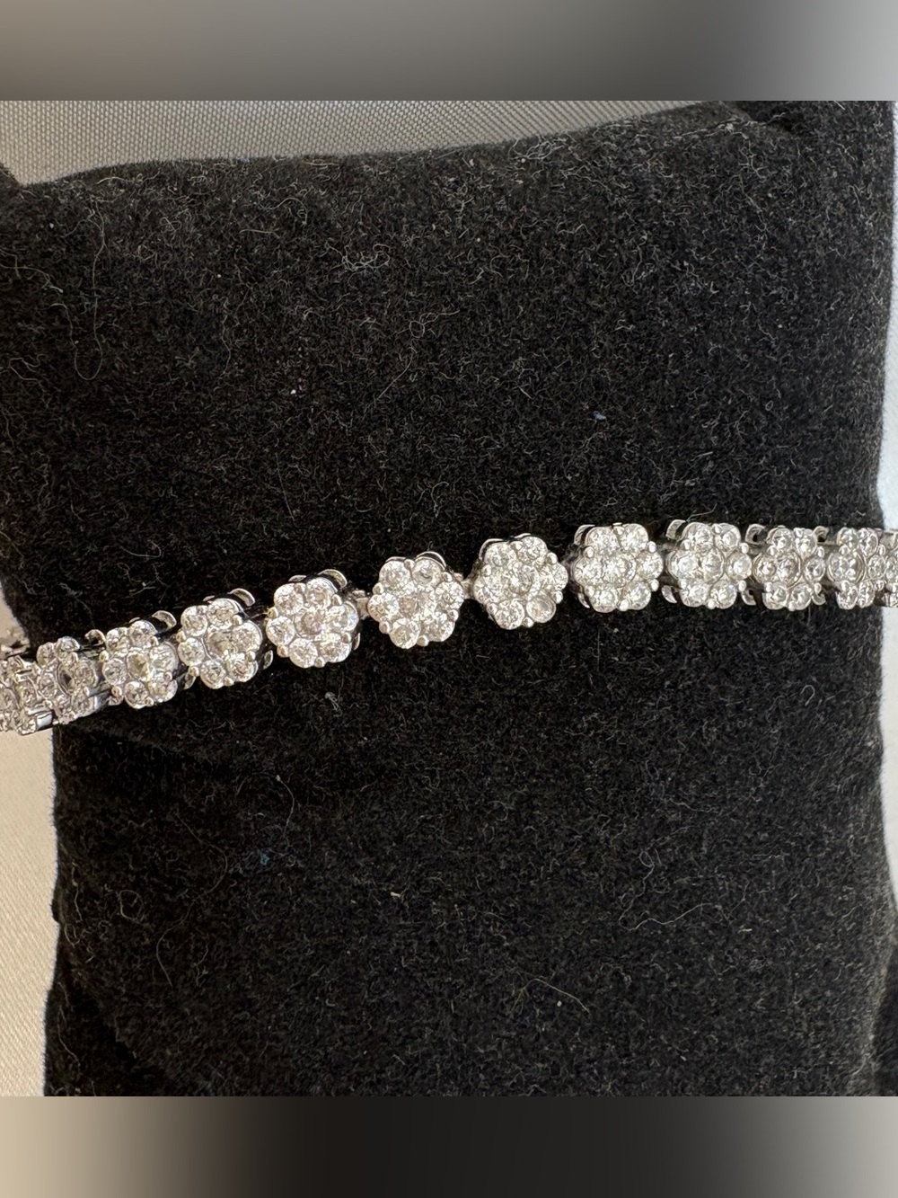 925 Sterling Silver CZ Flower Tennis Bracelet – 7”